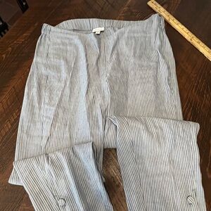 J Jill Linen Stretch Chambray Pinstripe Cropped Pants w Ankle Buttons Size 1X